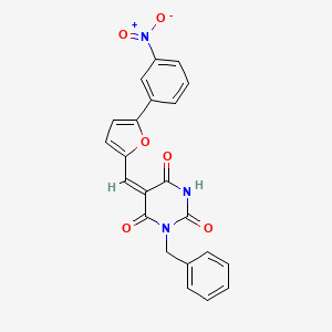 (5E)-1-benzyl-5-[[5-(3-nitrophenyl)furan-2-yl]methylidene]-1,3-diazinane-2,4,6-trione