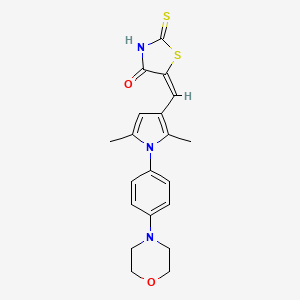 (5E)-5-[[2,5-dimethyl-1-(4-morpholin-4-ylphenyl)pyrrol-3-yl]methylidene]-2-sulfanylidene-1,3-thiazolidin-4-one