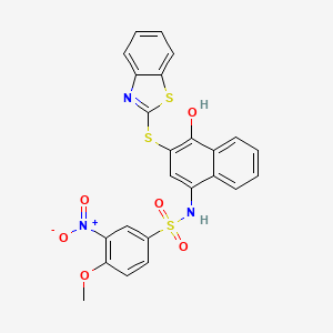 molecular formula C24H17N3O6S3 B1658785 N-(3-benzothiazol-2-ylsulfanyl-4-hydroxy-naphthalen-1-yl)-4-methoxy-3-nitro-benzenesulfonamide CAS No. 6214-76-2