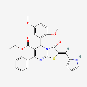 molecular formula C28H25N3O5S B1658786 ethyl (2Z)-5-(2,5-dimethoxyphenyl)-3-oxo-7-phenyl-2-(1H-pyrrol-2-ylmethylidene)-5H-[1,3]thiazolo[3,2-a]pyrimidine-6-carboxylate CAS No. 6215-33-4