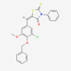 (5E)-5-[(3-chloro-5-methoxy-4-phenylmethoxyphenyl)methylidene]-3-phenyl-2-sulfanylidene-1,3-thiazolidin-4-one