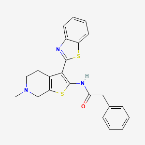 molecular formula C23H21N3OS2 B1658801 N-[3-(1,3-benzothiazol-2-yl)-6-methyl-5,7-dihydro-4H-thieno[2,3-c]pyridin-2-yl]-2-phenylacetamide CAS No. 6222-84-0