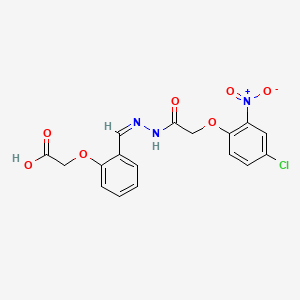 molecular formula C17H14ClN3O7 B1658803 2-[2-[(Z)-[[2-(4-chloro-2-nitrophenoxy)acetyl]hydrazinylidene]methyl]phenoxy]acetic acid CAS No. 6223-22-9
