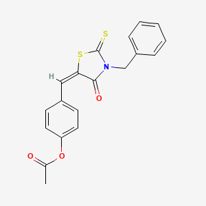 molecular formula C19H15NO3S2 B1658806 4-[(E)-(3-benzyl-4-oxo-2-thioxo-1,3-thiazolidin-5-ylidene)methyl]phenyl acetate CAS No. 6223-53-6