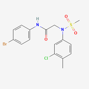 molecular formula C16H16BrClN2O3S B1658813 N-(4-bromophenyl)-2-(3-chloro-4-methyl-N-methylsulfonylanilino)acetamide CAS No. 6224-76-6