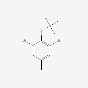 molecular formula C11H14Br2S B1658820 Benzene, 1,3-dibromo-2-[(1,1-dimethylethyl)thio]-5-methyl- CAS No. 62261-16-9