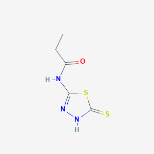 molecular formula C5H7N3OS2 B1658832 N-(5-Sulfanylidene-4,5-dihydro-1,3,4-thiadiazol-2-yl)propanamide CAS No. 62314-83-4