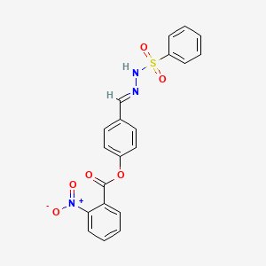 [4-[(E)-(benzenesulfonylhydrazinylidene)methyl]phenyl] 2-nitrobenzoate