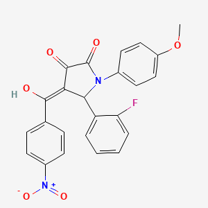 molecular formula C24H17FN2O6 B1658836 (4Z)-5-(2-fluorophenyl)-4-[hydroxy-(4-nitrophenyl)methylidene]-1-(4-methoxyphenyl)pyrrolidine-2,3-dione CAS No. 6233-00-7