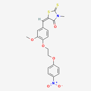 (5E)-5-[[3-methoxy-4-[2-(4-nitrophenoxy)ethoxy]phenyl]methylidene]-3-methyl-2-sulfanylidene-1,3-thiazolidin-4-one