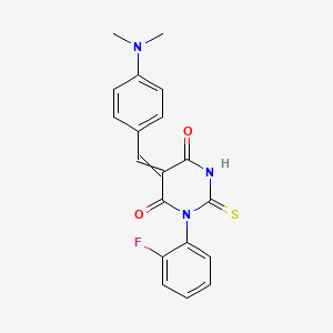 5-[[4-(Dimethylamino)phenyl]methylidene]-1-(2-fluorophenyl)-2-sulfanylidene-1,3-diazinane-4,6-dione