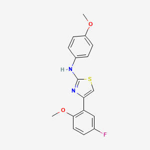 molecular formula C17H15FN2O2S B1658866 4-(5-fluoro-2-methoxyphenyl)-N-(4-methoxyphenyl)-1,3-thiazol-2-amine CAS No. 62433-46-9