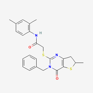 molecular formula C24H25N3O2S2 B1658876 2-[(3-benzyl-6-methyl-4-oxo-6,7-dihydrothieno[3,2-d]pyrimidin-2-yl)sulfanyl]-N-(2,4-dimethylphenyl)acetamide CAS No. 6246-92-0
