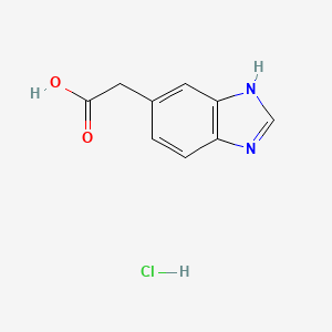 molecular formula C9H9ClN2O2 B1658878 1H-Benzimidazole-5-acetic acid, monohydrochloride CAS No. 62468-12-6