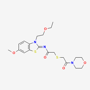 N-[3-(2-ethoxyethyl)-6-methoxy-1,3-benzothiazol-2-ylidene]-2-(2-morpholin-4-yl-2-oxoethyl)sulfanylacetamide