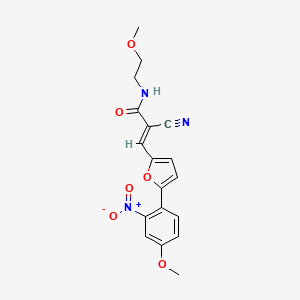 2-cyano-N-(2-methoxyethyl)-3-[5-(4-methoxy-2-nitrophenyl)-2-furyl]acrylamide
