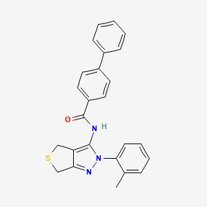 molecular formula C25H21N3OS B1658918 N-[2-(2-methylphenyl)-4,6-dihydrothieno[3,4-c]pyrazol-3-yl]-4-phenylbenzamide CAS No. 6262-19-7