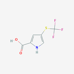 molecular formula C6H4F3NO2S B1658944 4-[(Trifluoromethyl)sulfanyl]-1H-pyrrole-2-carboxylic acid CAS No. 62665-40-1