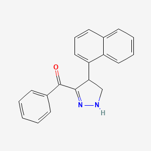 molecular formula C20H16N2O B1658950 Methanone, [4,5-dihydro-4-(1-naphthalenyl)-1H-pyrazol-3-yl]phenyl- CAS No. 62679-35-0