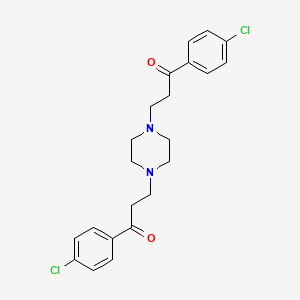 molecular formula C22H24Cl2N2O2 B1658956 1-(4-Chlorophenyl)-3-[4-[3-(4-chlorophenyl)-3-oxopropyl]piperazin-1-yl]propan-1-one CAS No. 6270-49-1