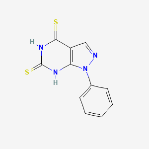 molecular formula C11H8N4S2 B1659004 1H-Pyrazolo[3,4-d]pyrimidine-4,6(5H,7H)-dithione, 1-phenyl- CAS No. 6289-02-7