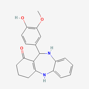 molecular formula C20H20N2O3 B1659014 6-(4-Hydroxy-3-methoxyphenyl)-5,6,8,9,10,11-hexahydrobenzo[b][1,4]benzodiazepin-7-one CAS No. 6293-38-5