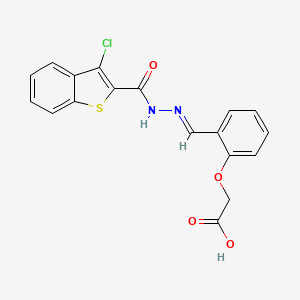 molecular formula C18H13ClN2O4S B1659023 {2-[(E)-{2-[(3-chloro-1-benzothiophen-2-yl)carbonyl]hydrazinylidene}methyl]phenoxy}acetic acid CAS No. 6299-13-4