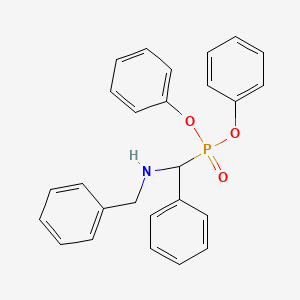 molecular formula C26H24NO3P B1659029 Phosphonic acid, [phenyl[(phenylmethyl)amino]methyl]-, diphenyl ester CAS No. 63000-00-0