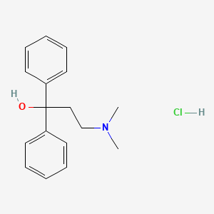 molecular formula C17H22ClNO B1659041 Benzhydrol, alpha-(2-(dimethylamino)ethyl)-, hydrochloride CAS No. 6309-39-3