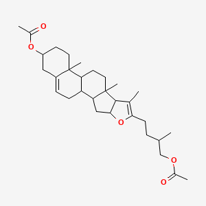 molecular formula C31H46O5 B1659050 [4-(16-Acetyloxy-7,9,13-trimethyl-5-oxapentacyclo[10.8.0.02,9.04,8.013,18]icosa-6,18-dien-6-yl)-2-methylbutyl] acetate CAS No. 63162-72-1