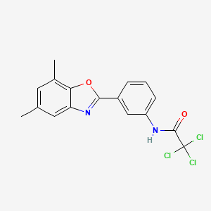 molecular formula C17H13Cl3N2O2 B1659059 2,2,2-trichloro-N-[3-(5,7-dimethyl-1,3-benzoxazol-2-yl)phenyl]acetamide CAS No. 6323-29-1