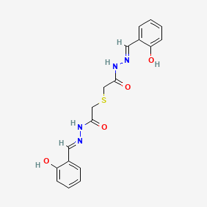 N-[(E)-(2-Hydroxyphenyl)methylideneamino]-2-[2-[(2E)-2-[(2-hydroxyphenyl)methylidene]hydrazinyl]-2-oxoethyl]sulfanylacetamide