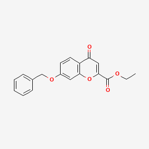 molecular formula C19H16O5 B1659097 4H-1-Benzopyran-2-carboxylic acid, 4-oxo-7-(phenylmethoxy)-, ethyl ester CAS No. 6345-73-9