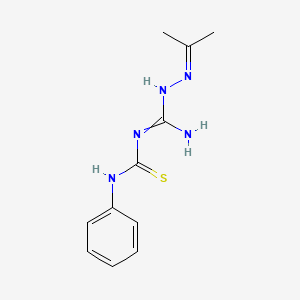 molecular formula C11H15N5S B1659103 Hydrazinecarboximidamide, 2-(1-methylethylidene)-N-[(phenylamino)thioxomethyl]- CAS No. 63467-30-1