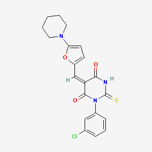 molecular formula C20H18ClN3O3S B1659109 (5E)-1-(3-chlorophenyl)-5-[(5-piperidin-1-ylfuran-2-yl)methylidene]-2-sulfanylidene-1,3-diazinane-4,6-dione CAS No. 6349-61-7