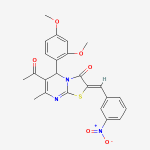 (2Z)-6-acetyl-5-(2,4-dimethoxyphenyl)-7-methyl-2-[(3-nitrophenyl)methylidene]-5H-[1,3]thiazolo[3,2-a]pyrimidin-3-one