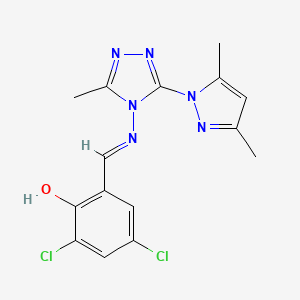 2,4-Dichloro-6-[(E)-[3-(3,5-dimethylpyrazol-1-yl)-5-methyl-1,2,4-triazol-4-yl]iminomethyl]phenol