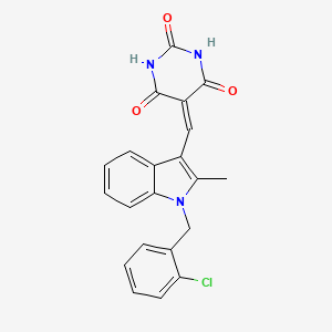 molecular formula C21H16ClN3O3 B1659154 5-[[1-[(2-Chlorophenyl)methyl]-2-methylindol-3-yl]methylidene]-1,3-diazinane-2,4,6-trione CAS No. 6373-94-0