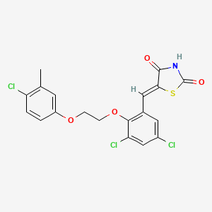 (5Z)-5-[[3,5-dichloro-2-[2-(4-chloro-3-methylphenoxy)ethoxy]phenyl]methylidene]-1,3-thiazolidine-2,4-dione