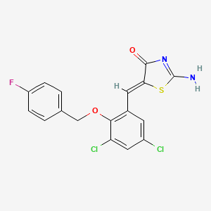 (5Z)-2-amino-5-[[3,5-dichloro-2-[(4-fluorophenyl)methoxy]phenyl]methylidene]-1,3-thiazol-4-one