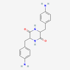 molecular formula C18H20N4O2 B1659180 3,6-Bis[(4-aminophenyl)methyl]piperazine-2,5-dione CAS No. 63808-86-6
