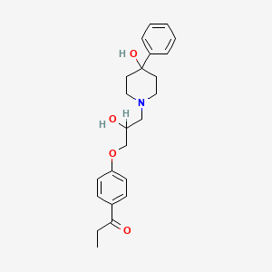 molecular formula C23H29NO4 B1659189 1-{4-[2-Hydroxy-3-(4-hydroxy-4-phenylpiperidin-1-yl)propoxy]phenyl}propan-1-one CAS No. 63815-49-6