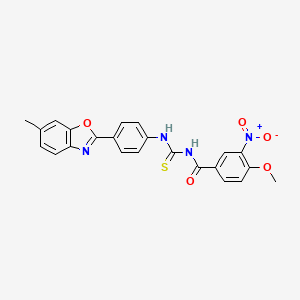 4-Methoxy-N-{[4-(6-methyl-1,3-benzoxazol-2-yl)phenyl]carbamothioyl}-3-nitrobenzamide