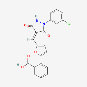 2-[5-[(Z)-[1-(3-chlorophenyl)-3,5-dioxopyrazolidin-4-ylidene]methyl]furan-2-yl]benzoic acid