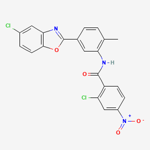 molecular formula C21H13Cl2N3O4 B1659202 2-chloro-N-[5-(5-chloro-1,3-benzoxazol-2-yl)-2-methylphenyl]-4-nitrobenzamide CAS No. 6387-09-3