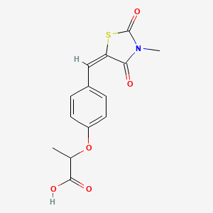 molecular formula C14H13NO5S B1659209 2-[4-[(E)-(3-methyl-2,4-dioxo-1,3-thiazolidin-5-ylidene)methyl]phenoxy]propanoic acid CAS No. 6390-01-8