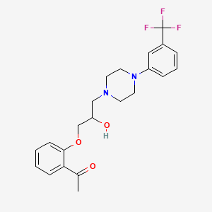 molecular formula C22H25F3N2O3 B1659235 Acetophenone, 2'-((2-hydroxy-3-(4-(alpha,alpha,alpha-trifluoro-m-tolyl)piperazinyl))propoxy)- CAS No. 63990-53-4