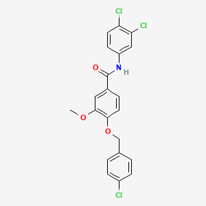 molecular formula C21H16Cl3NO3 B1659248 4-[(4-chlorophenyl)methoxy]-N-(3,4-dichlorophenyl)-3-methoxybenzamide CAS No. 6407-12-1