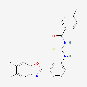 molecular formula C25H23N3O2S B1659255 N-[[5-(5,6-dimethyl-1,3-benzoxazol-2-yl)-2-methylphenyl]carbamothioyl]-4-methylbenzamide CAS No. 6419-22-3