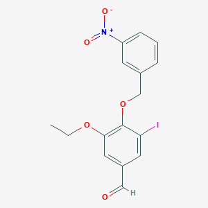 3-Ethoxy-5-iodo-4-[(3-nitrophenyl)methoxy]benzaldehyde